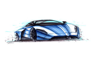 工业产品设计手绘之 超级跑车上色图 马赛 Mars 作品
